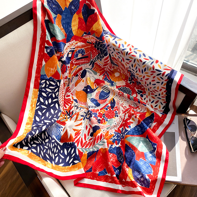 Foulard de Styliste de Marque pour Femme, Peinture à l'Huile Aztèque, Carré, Petit Mouchoir, Sac à Dos, Hijab, 90x90cm, 2023