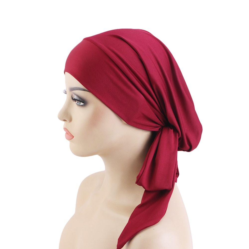 Nouveau femmes musulmanes Stretch Turban Hijab sous-écharpe casquettes Cancer chimio bonnets casquettes chapeau foulards pré-attaché écharpe sommeil couverture de cheveux