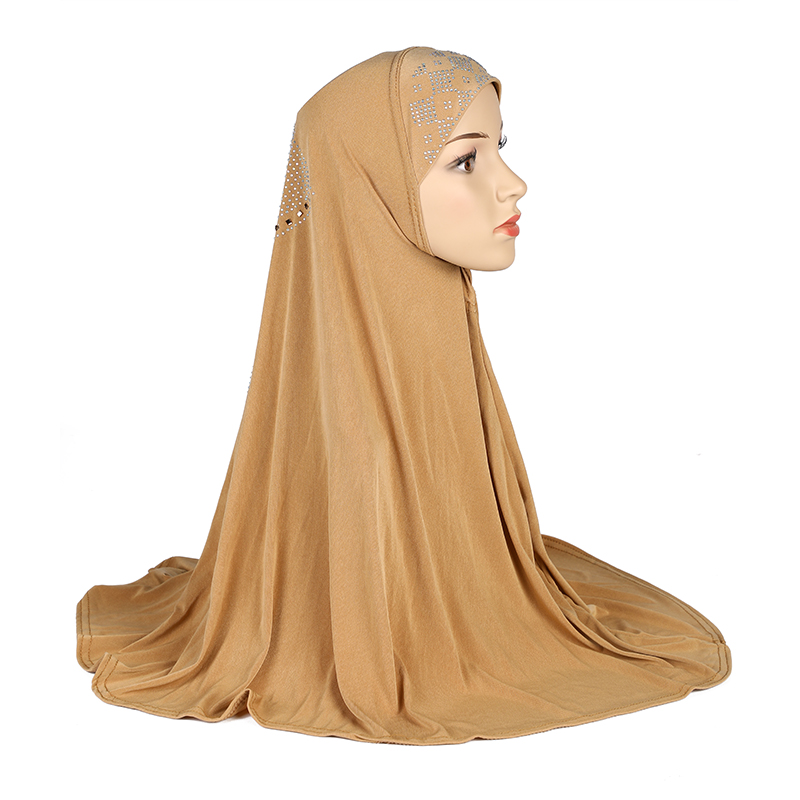 H108 Hijab de prière pour adultes, taille moyenne 70*70cm, foulard musulman, voile islamique, chapeau, bandeau à enfiler