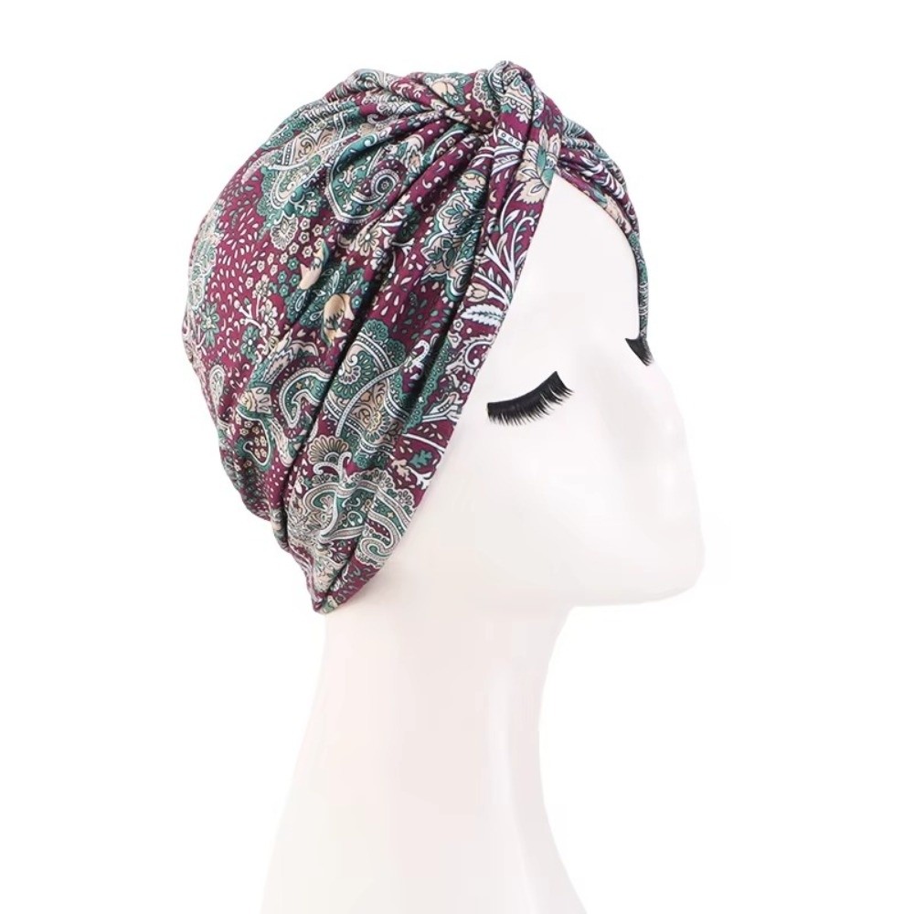 Chapeau Turban Femme Imprimé Floral Tendance, Élastique et Respirant, Foulard Hijab, Bonnet Islamique Africain pour Perte de Cheveux, Chimiothérapie, Bonnet Arabe Islamique