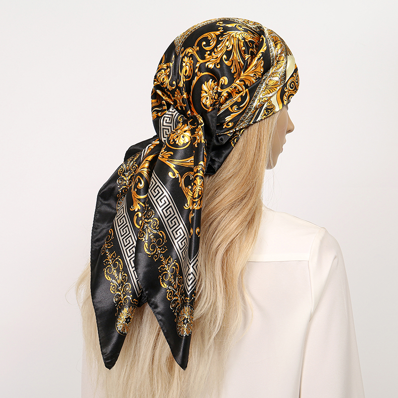 2025 soie châle carré Foulard pour femmes imprimer bandeau Foulard Satin Hijab bandes de cheveux Foulard femme bandeau Bandana
