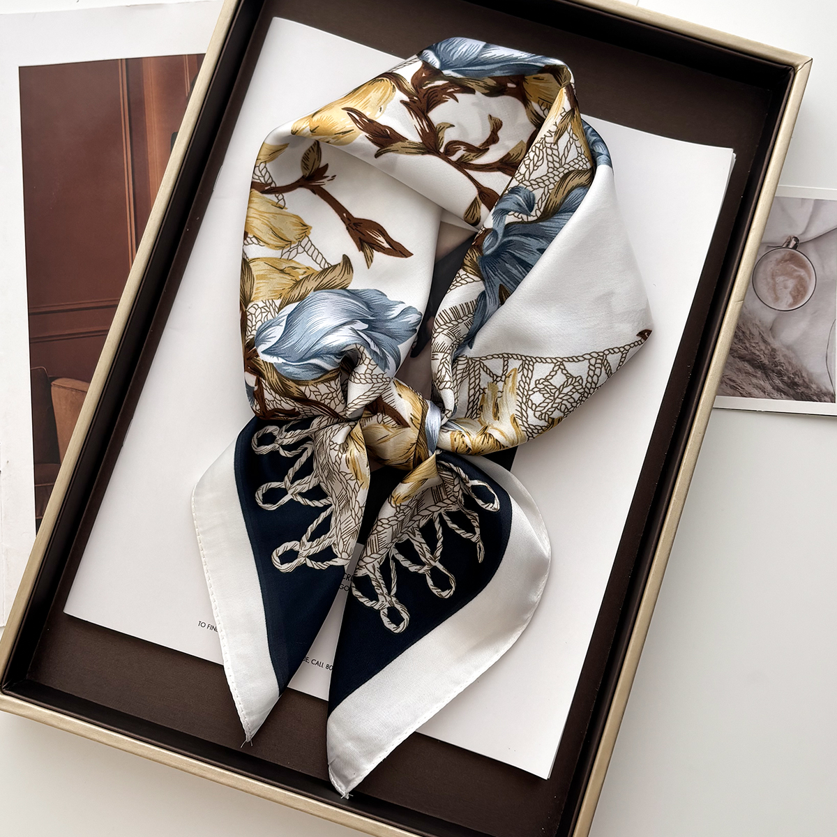 Foulard carré en soie de luxe pour femmes, Foulard imprimé, bandeau en Satin doux, sac à mains, rubans, Foulard, tête, Hijab, bandeau