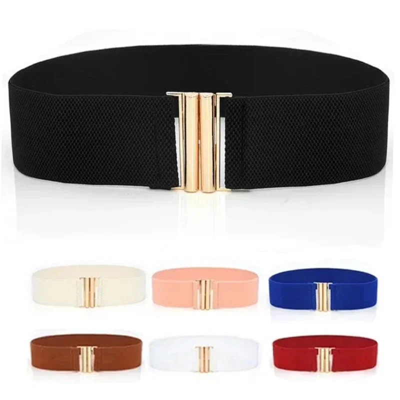 Ceinture de taille pour manteau en duvet pour femme, bande élastique large, sangle noire féminine, accessoires de décoration de robe, structure en métal, environnement simple