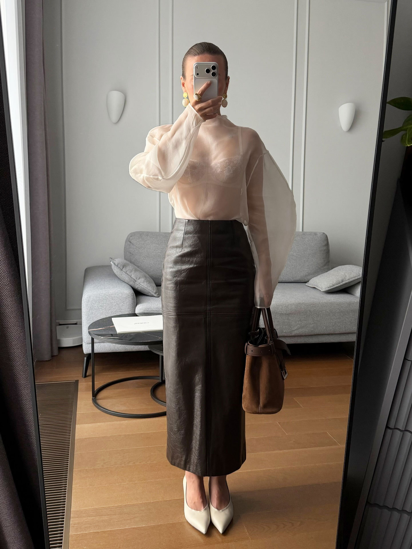 Lady Chic voir à travers la chemise courte décontracté solide col mi-haut à manches longues gaze recadrée Blouse 2026 femmes chemises de rue quotidiennes