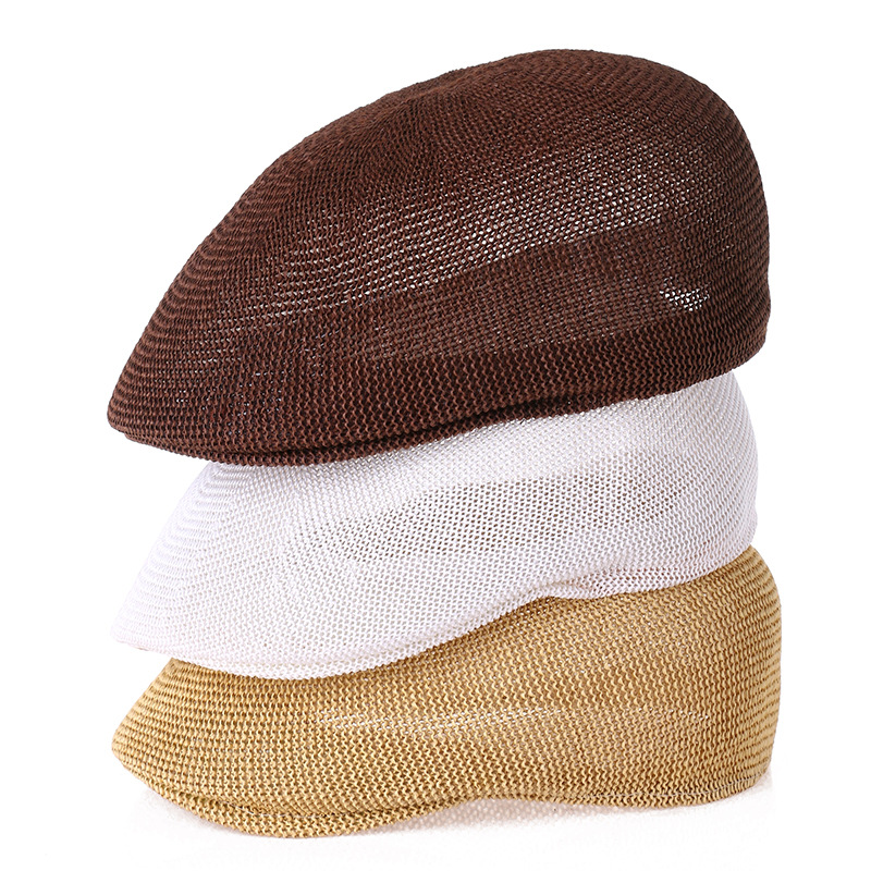 Mode béret chapeau Casquette Casquette paille maille chapeaux pour hommes et femmes enfants visières chapeau de soleil Gorras Planas casquettes plates été