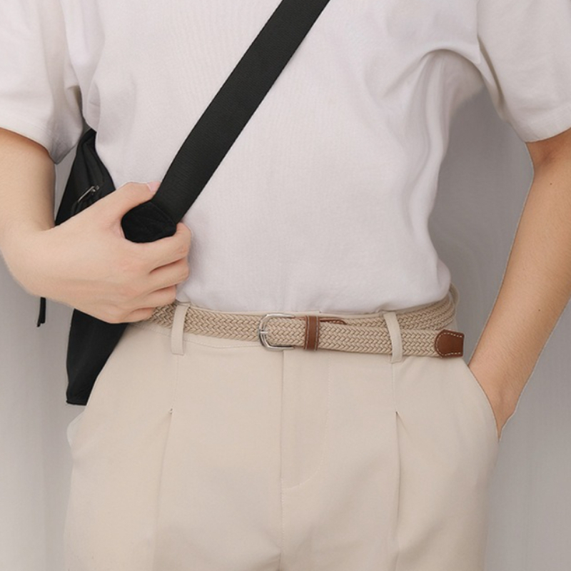 Ceinture élastique et tissée pour femme, polyvalente et décontractée, en denim, pour homme et femme
