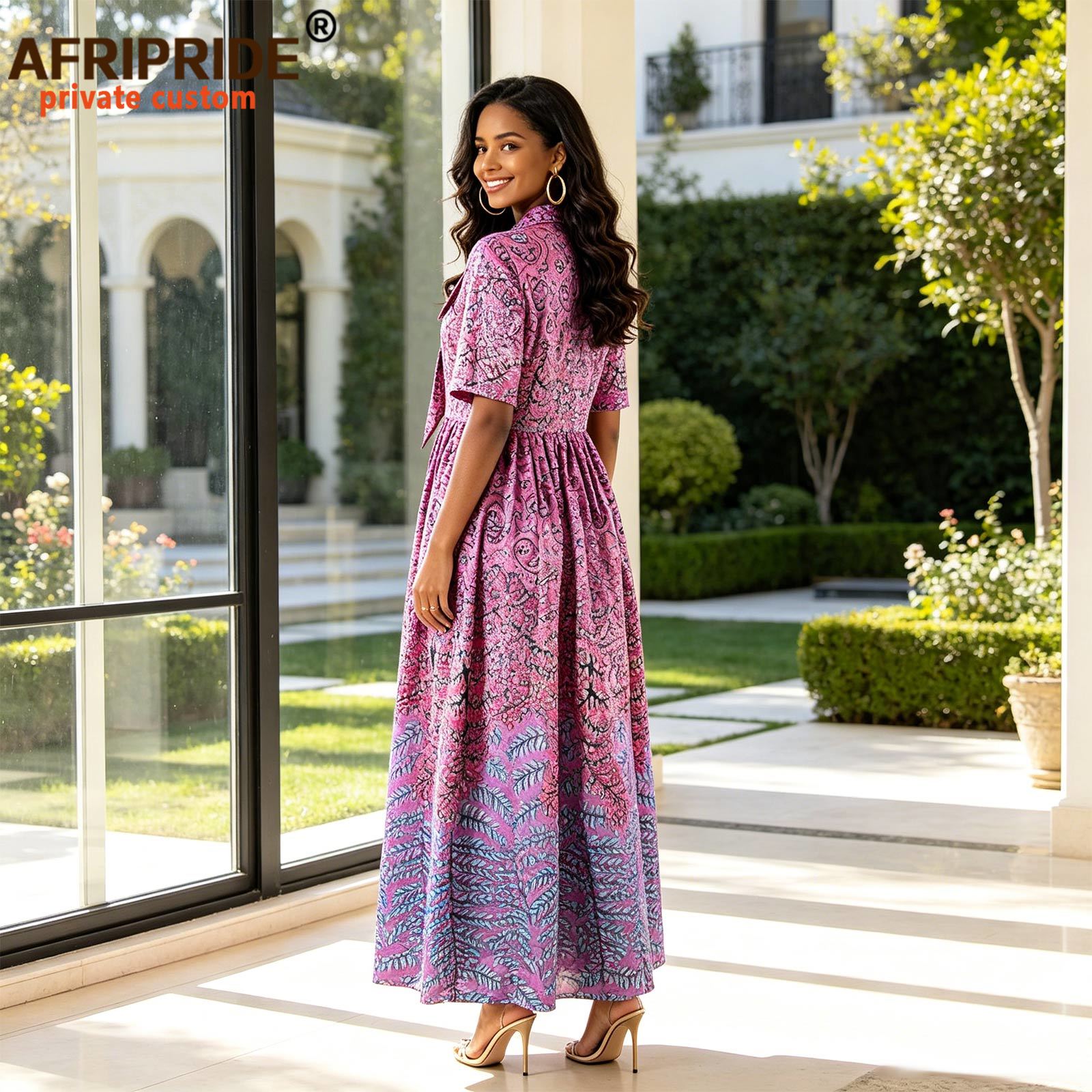 Robes africaines pour femmes, demi manches, taille haute, tenue Ankara, Maxi, vêtements traditionnels, tenues de fête imprimées 2425033