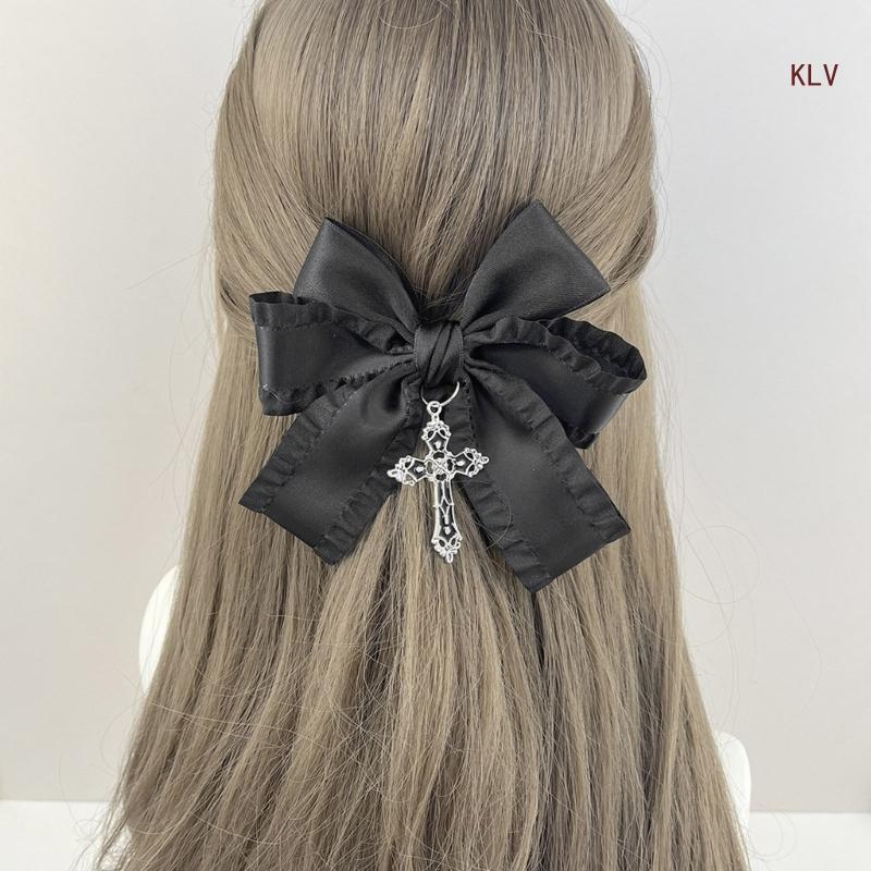 Goth – pince à cheveux avec nœud en épingle à cheveux à grands nœuds doux, accessoires coiffure pour femmes,
