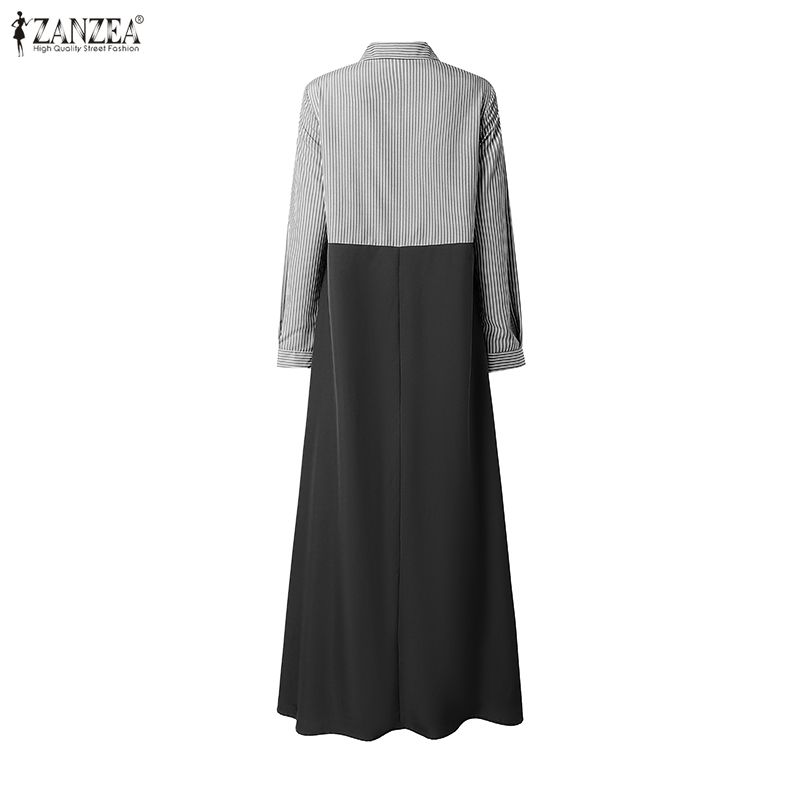 Robes Maxi Abaya Musulmanes Élégantes pour Femmes, Patchwork, ZANZEA, Robe de Ramadan, Robe Femme Casual à Manches Longues, Robe Plissée, Kaftan, Vestido
