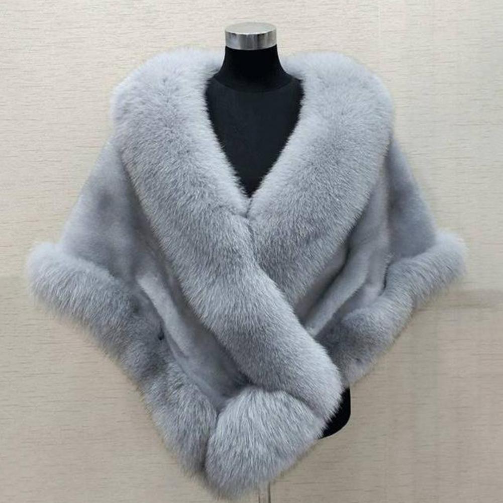 Fourrure de luxe femmes Poncho moelleux châle fourrure robe de soirée châle mariage Banquet châle robe châle en peluche Cape manteau femmes vestes