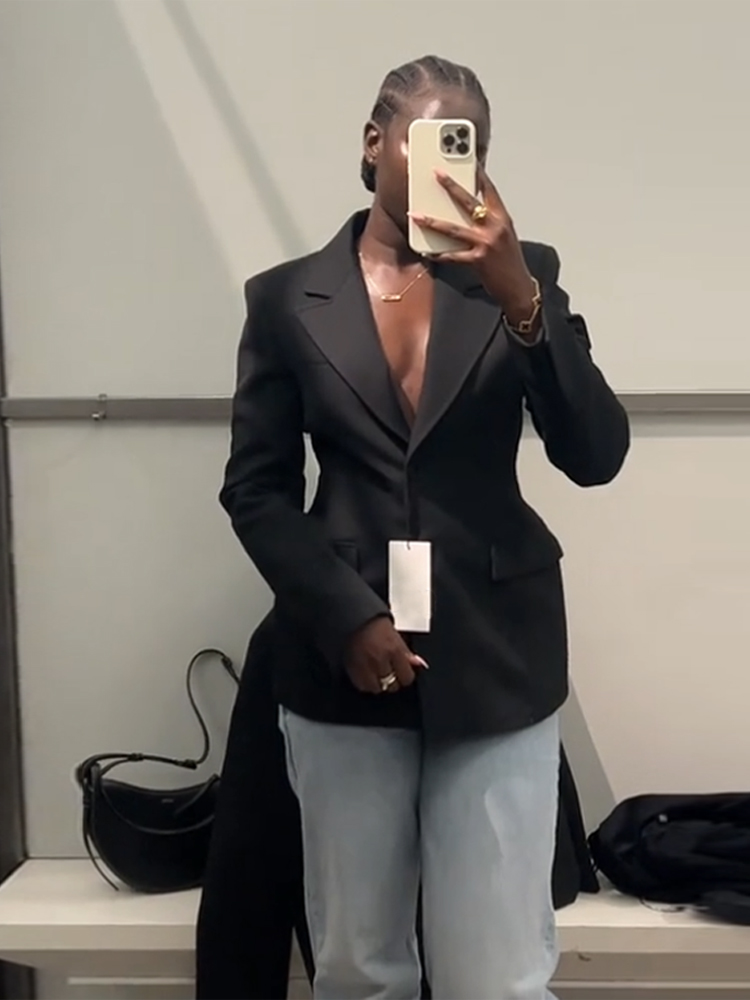 Manteau mi-long à col en V imbibé pour femmes, veste cintrée à la taille, coupe couvertes, revers, pardessus long, vêtements d'extérieur à la mode, printemps, automne, nouveau