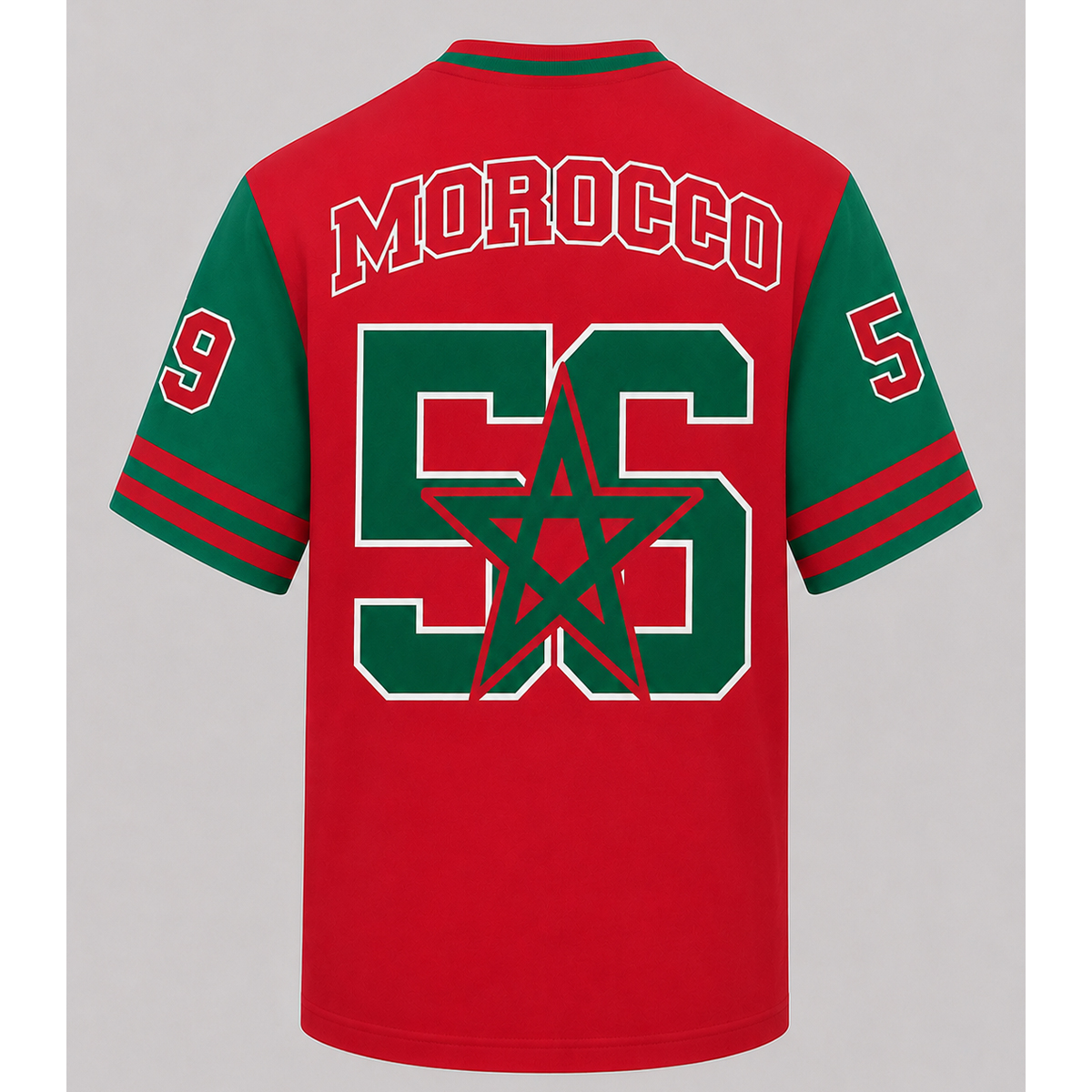 Nouveauté T-shirt d'entraînement sportif quotidien, T-shirt style rétro imprimé marocain, T-shirt de sport à col en V et manches courtes
