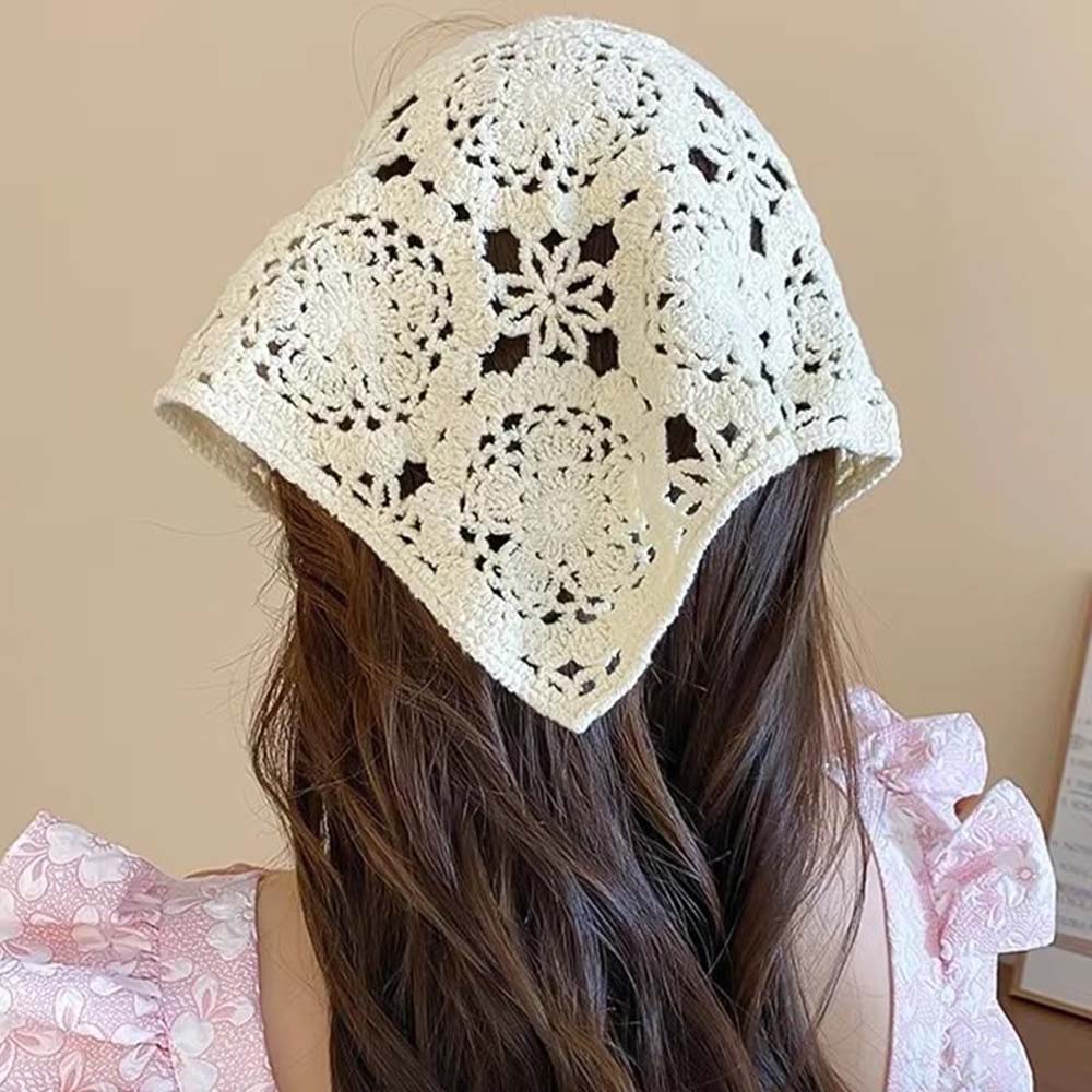 Écharpes triangulaires en tricot à fleurs pour le printemps et l'été, bandeaux élégants en tricot pour filles, accessoires de mode