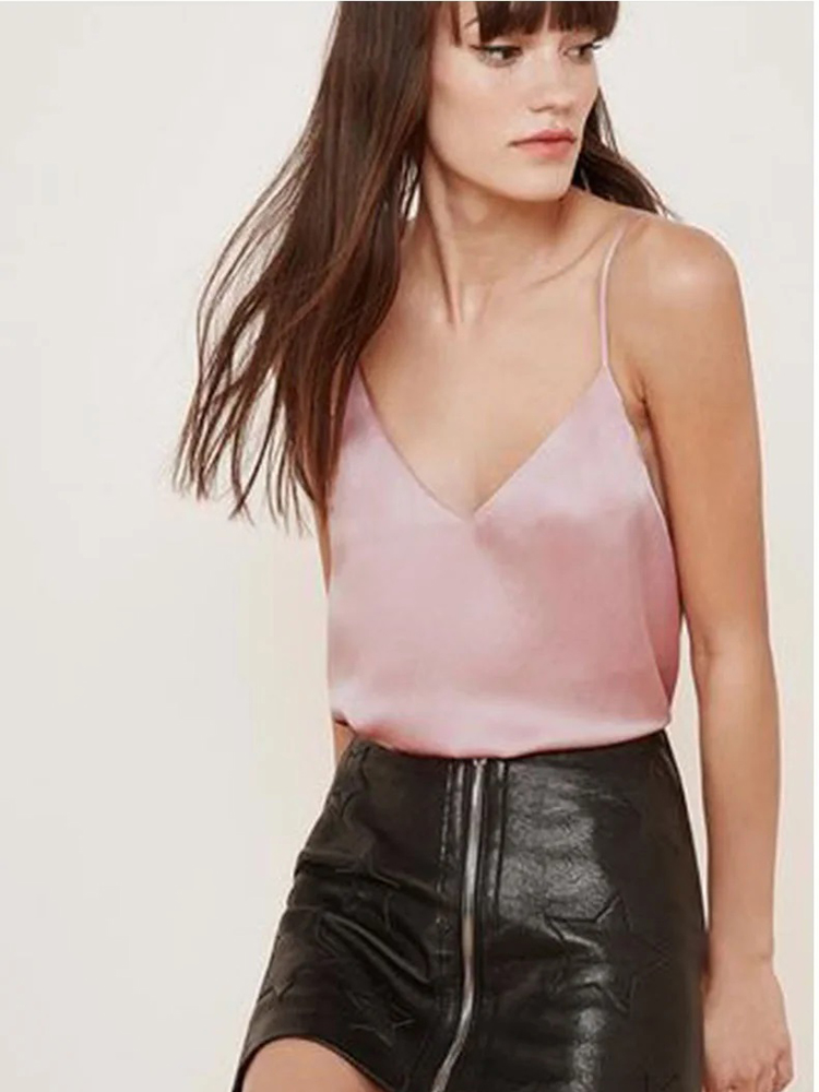 Débardeur en satin de soie sans manches 2026, haut à bretelles, haut à col en V, basique blanc, camisole pour femmes, camisole d'été pour femmes