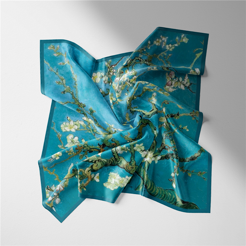 Vesway Van gogh peinture à l'huile foulard en soie mode femmes écharpe foulards carrés foulard tête cou cravate bande foulard Hijabs 53CM