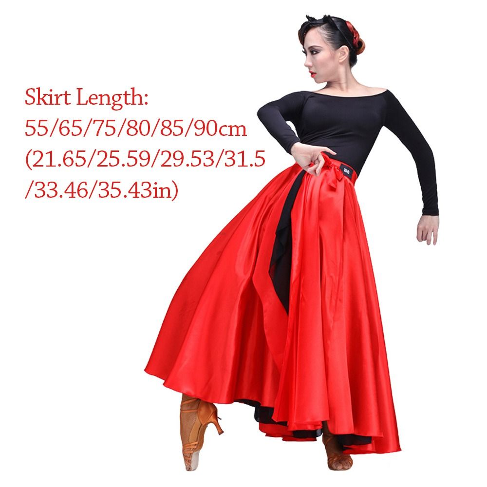 Jupe de flamenco espagnole fluide en polyester, grande ampleur, pour costumes de danse orientale, performance de danse de salon et jupe de danse gitane pour femme