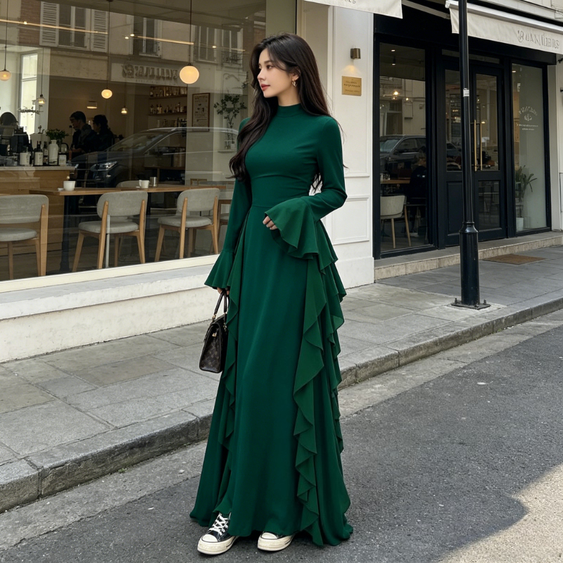 Robes de soirée pour femmes, Abaya musulmane Eid, Jalabiya à volants, Vestidos Ramadan, Robe longue à manches évasées, Caftan Maroc Dubaï, Été 2026
