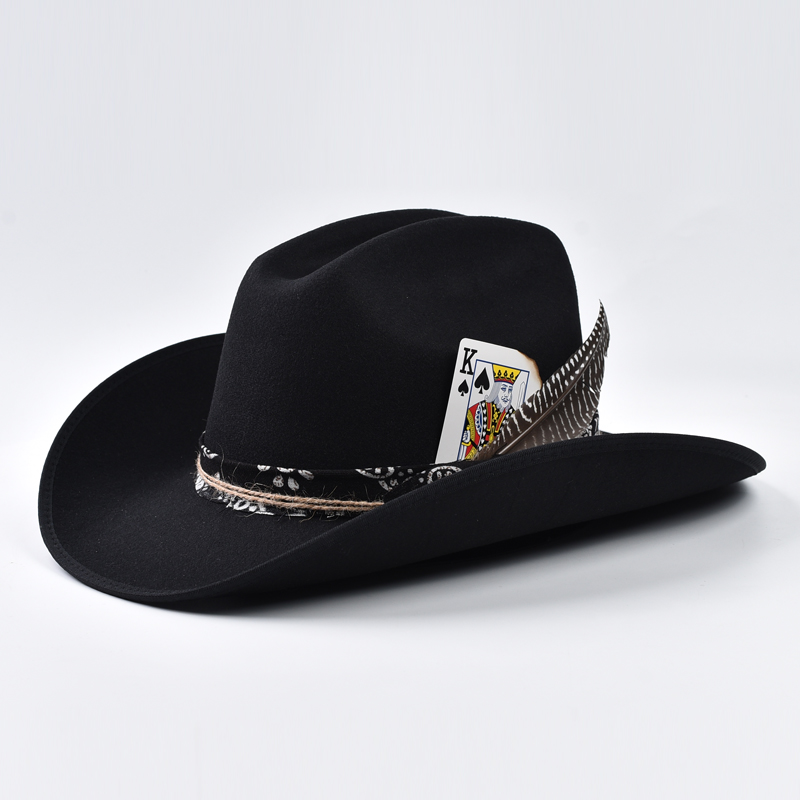 Chapeau de Cowboy occidental fait à la main pour femmes, chapeau de Cowgirl Vintage à gros bord, Cloche pour hommes, casquettes d'église