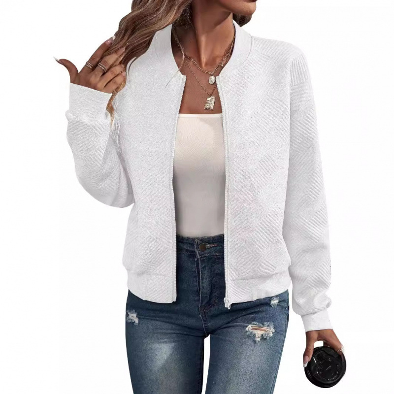 Manteau décontracté pour femme 2026, nouvelle collection automne-hiver, couleur unie, manches lanternes, fermeture éclair, col baseball, vêtements pour femme