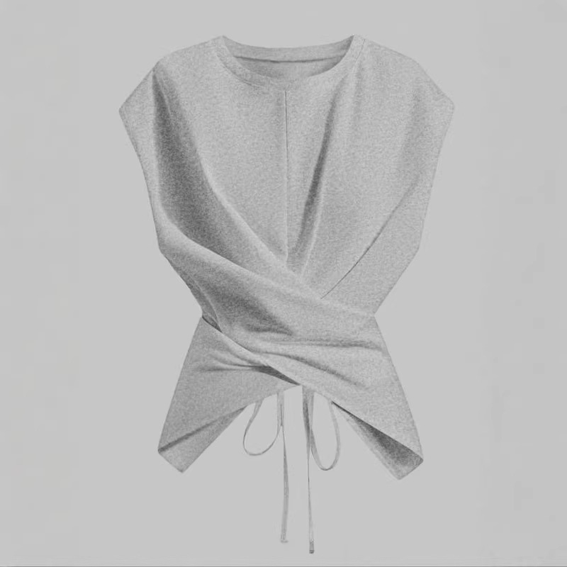 Hauts pour femmes : Débardeur à col rond et manches courtes, style Y2K, streetwear, taille ajustée, couleur unie, décontracté, élégant, pour le travail, coupe slim, Printemps 2026