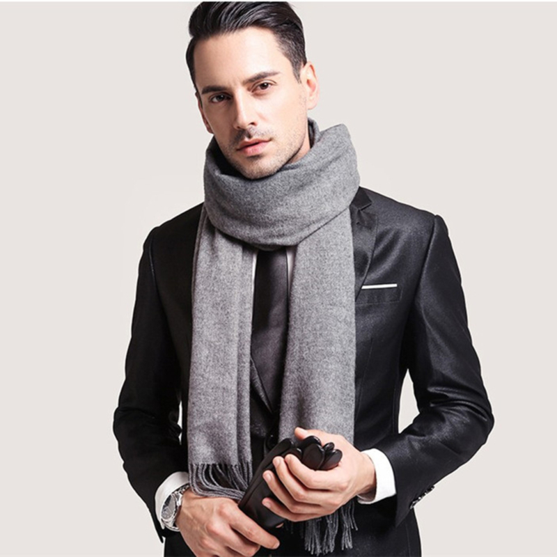Foulards en laine hiver doux chaud cachemire châle épaissi Long gland châle chaud écharpe mode couleur unie femmes homme écharpe