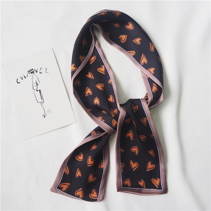 2025 coeur amour écharpe femmes mignon cheveux cravate bande foulard poignet rubans mode tête cou soie Satin sac écharpes longue écharpe en soie