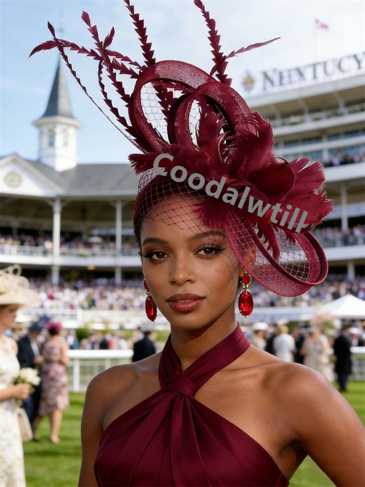 Voiles de mariée plume Fascinator chapeau femmes dames église Derby fête chapeaux dames Femme élégant fête Banquet cheveux pilulier casquettes