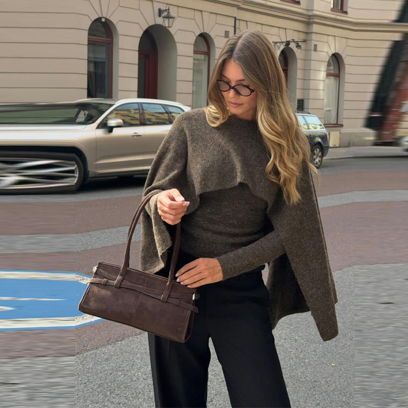 Chic décontracté tricots dame mode élégant modeste classique polyvalent Simple Cape hauts fête à la mode automne femme tricoté chandails