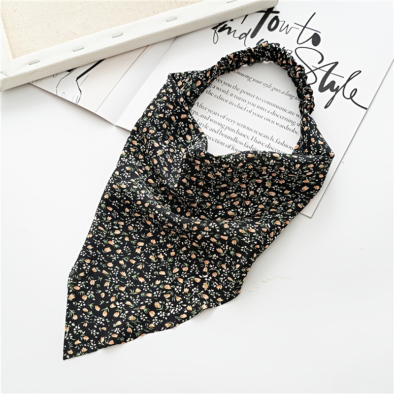 Lot de 5 bandeaux floraux bohèmes – Foulard triangulaire élastique en mousseline pour femmes et filles – Accessoire capillaire élégant pour toutes les occasions