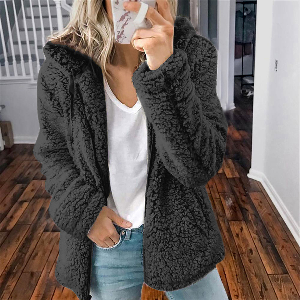Manteau en laine à capuche en fausse peau de mouton pour femme, vêtement d'extérieur chaud doublé en polaire, nouvelle mode d'hiver