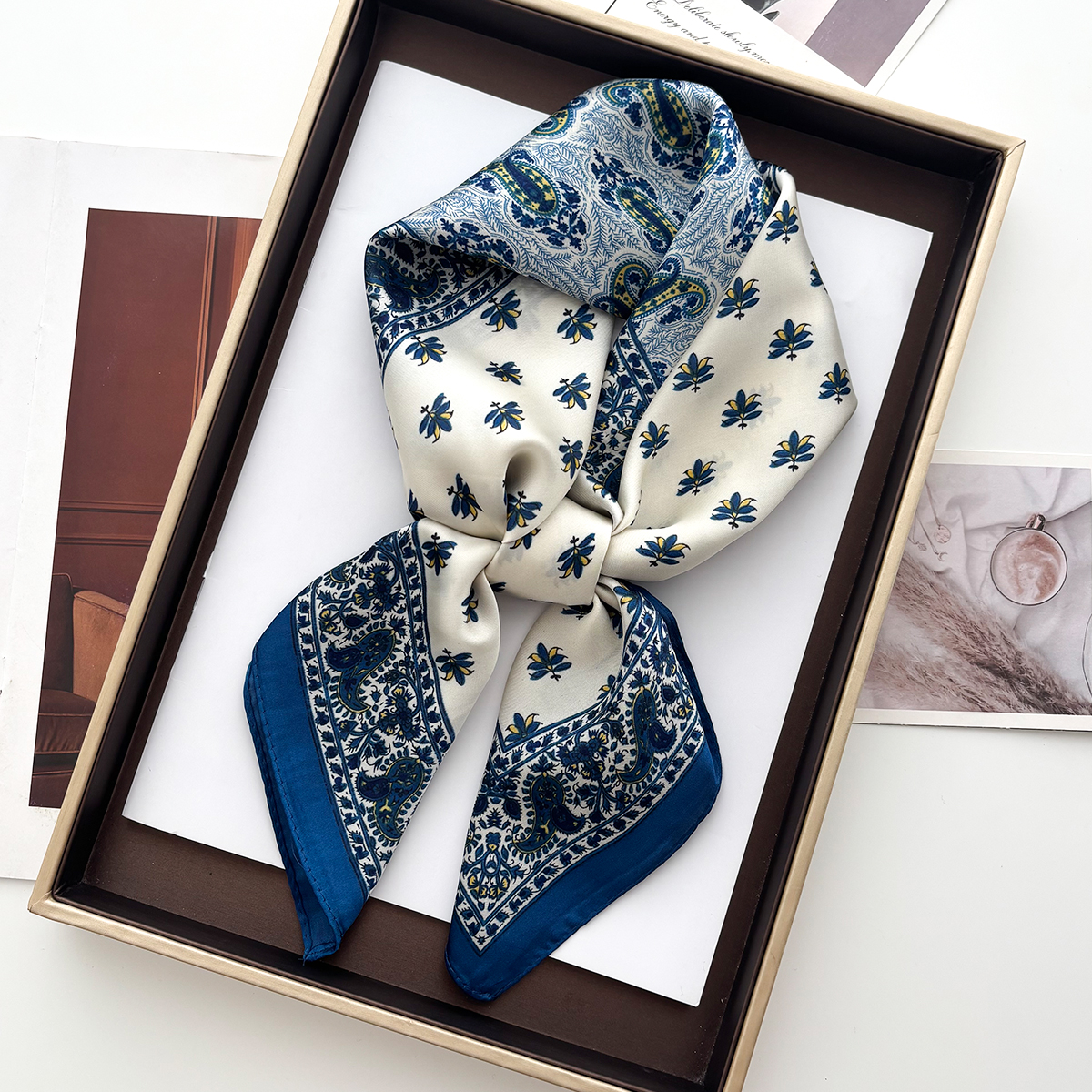 Nouveau 70cm carré Paisley imprimé carré foulard en soie décontracté élégant mince respirant cou femmes coupe-vent tête enveloppement foulards de cheveux