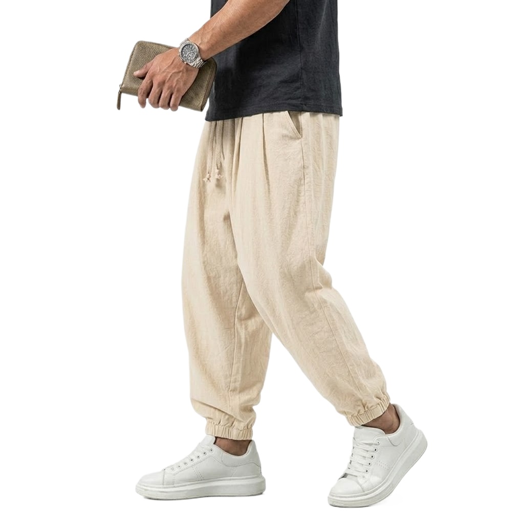Pantalon en lin coréen pour homme, pantalon en coton, pantalon de sport, pantalon décontracté pour homme, pantalon ample de style harem pour l'automne, pantalon à cordon de serrage pour le printemps, streetwear pour homme