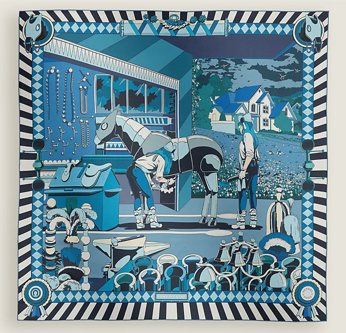 Écharpe en soie à imprimé cheval 90CM Écharpes en twill pour femmes Écharpes de luxe de designers Châles Décoration de la tête, des cheveux et du cou Cadeau pour amoureux et mère