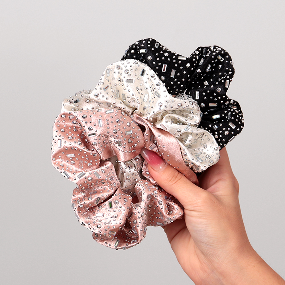Mode luxe strass cheveux cravate larges bandeaux pour femmes élégant brillant élastique grande tête corde dame cheveux accessoires cadeaux