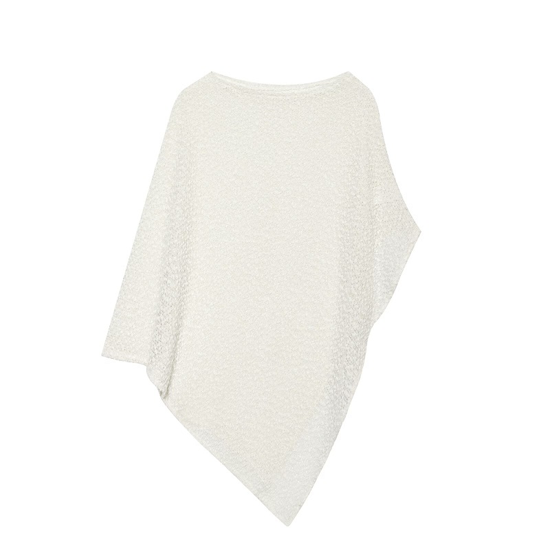 Haut asymétrique en maille métallisée pour femme, semi-transparent, idéal pour l'été, les vacances et la plage