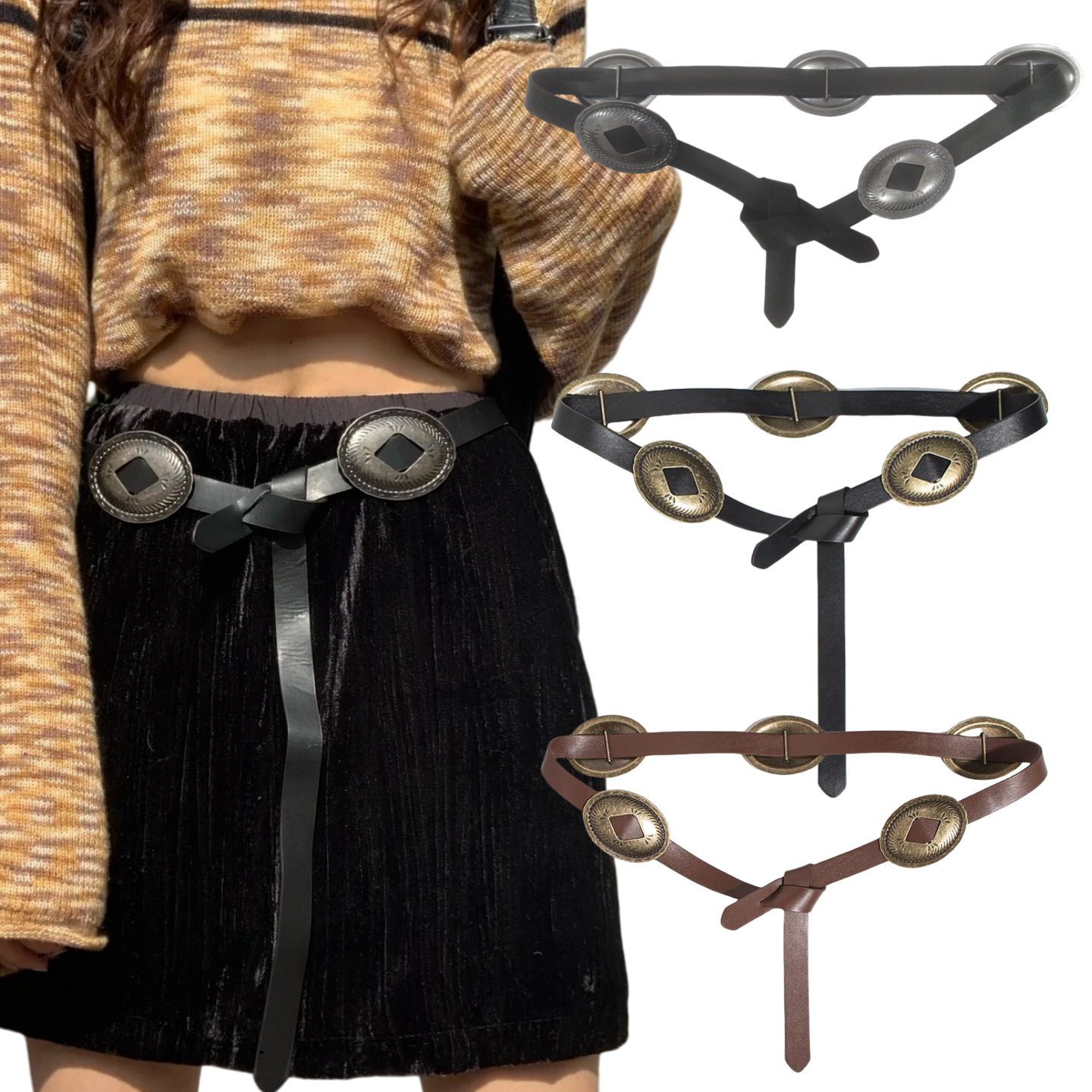 Ceinture noire rétro américaine pour femme, accessoire de mode d'été fin pour jean, sensation haut de gamme polyvalente, nouveau style inspiré par INS