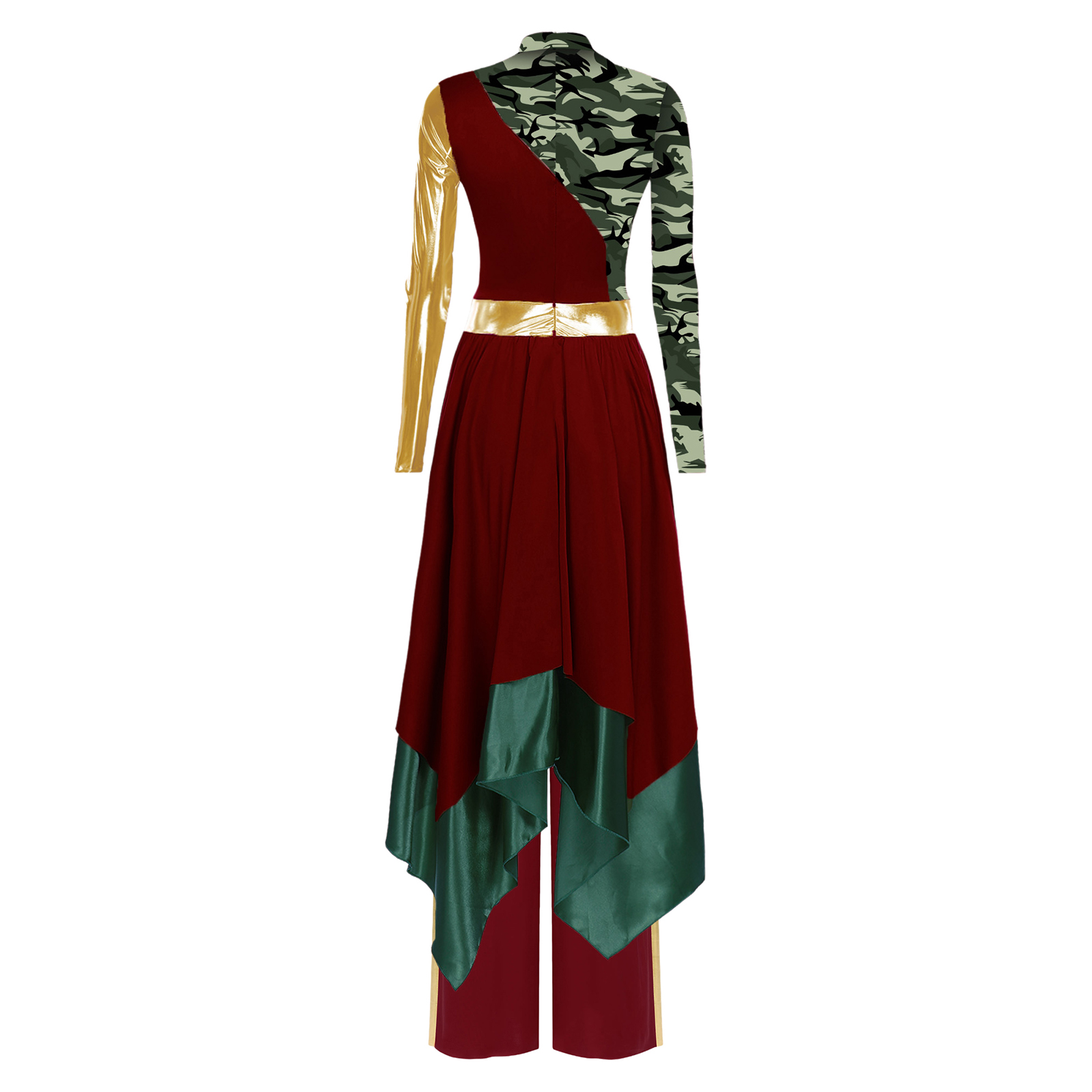 Costume de danse d'éloge pour femmes, robe de culte, robe imprimée à manches longues et pantalon à jambes larges, ensemble pour vêtements de danse moderne lyrique liturgique