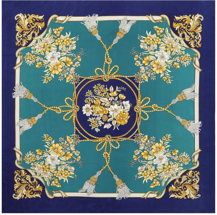 130cm mode fleur écharpe pour dames marque foulard en soie 2020 Design grand foulard carré pour les femmes foulard châle