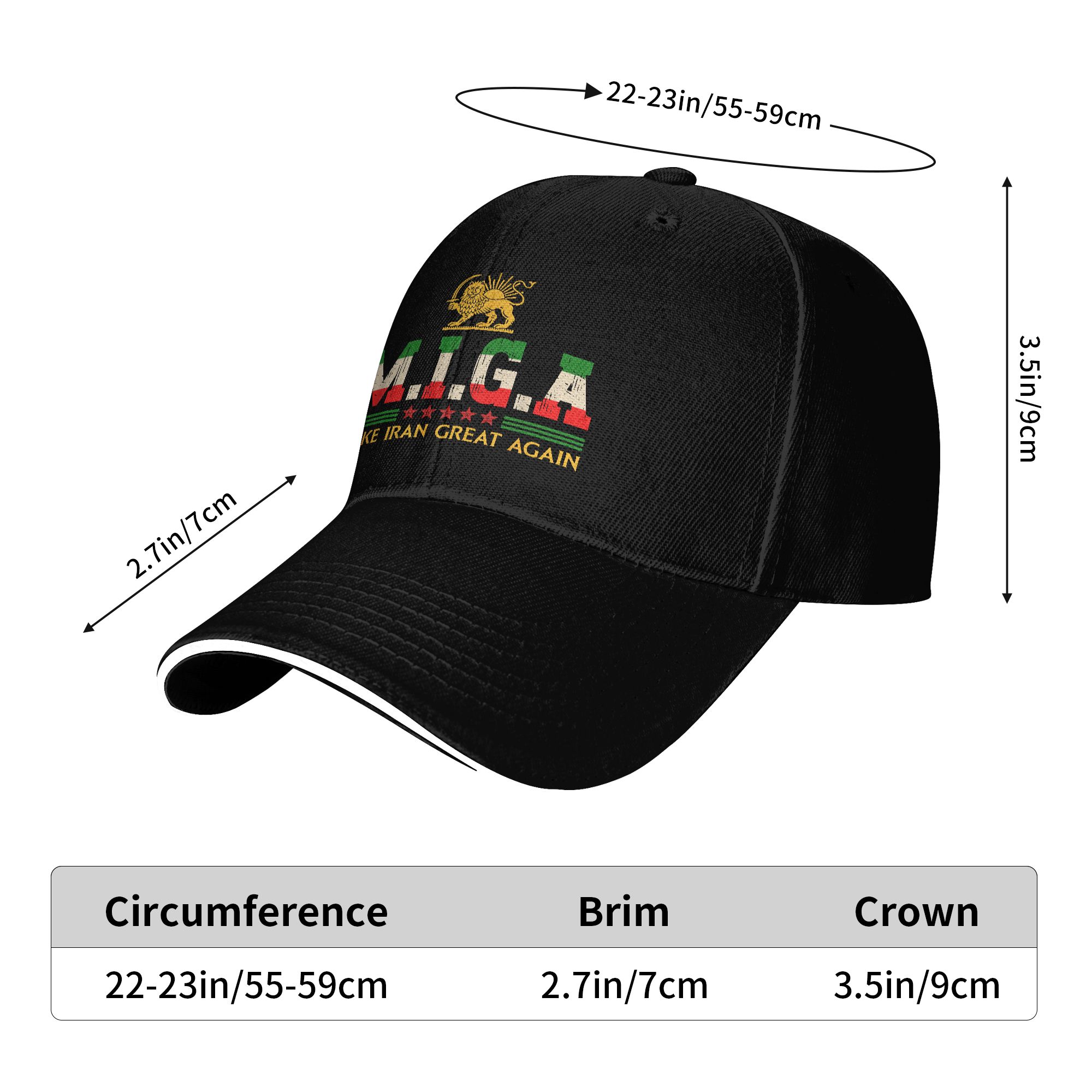 Casquette de baseball MIGA, emblème de l'Iran, « Make Iran Great Again », style y2k, casquette de camionneur unisexe, pour hommes, vente en gros de casquettes de baseball