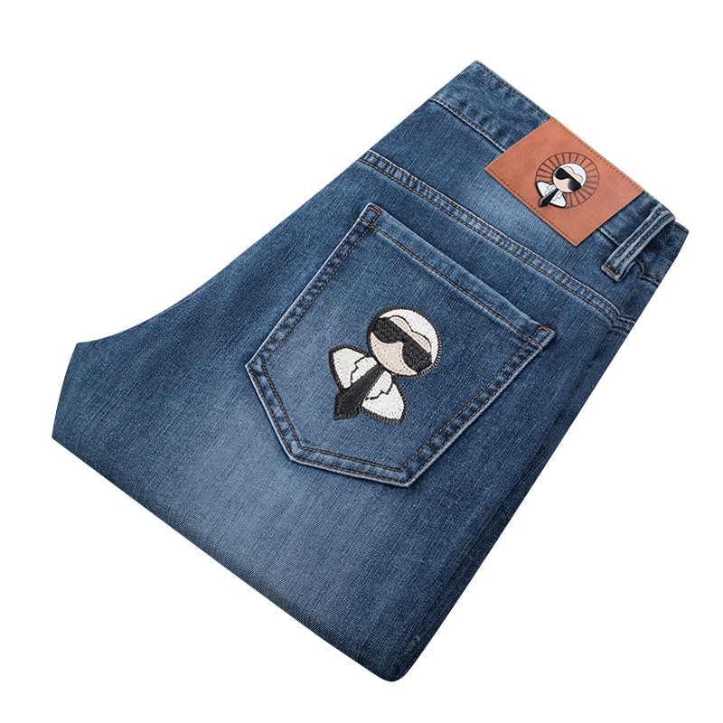 Jeans pour hommes tendance, coupe droite extensible, décontractés, coupe slim, pantalon en denim, marque masculine, design de luxe, pantalon classique pour affaires