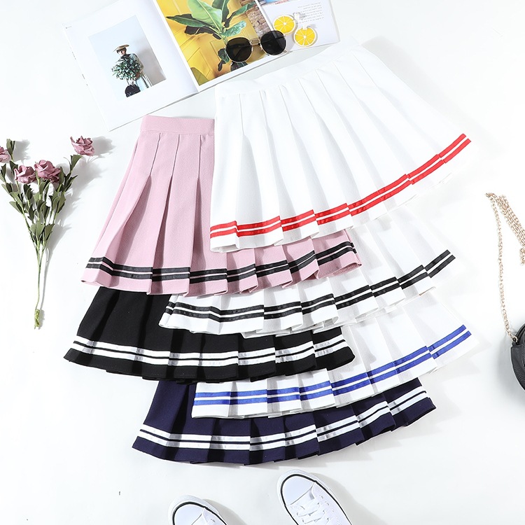 Jupes élastiques taille haute pour femmes, Vintage, Style coréen, Patchwork, Rayé, Plissé, Femme, Doux, Mini danse, Jupe à carreaux