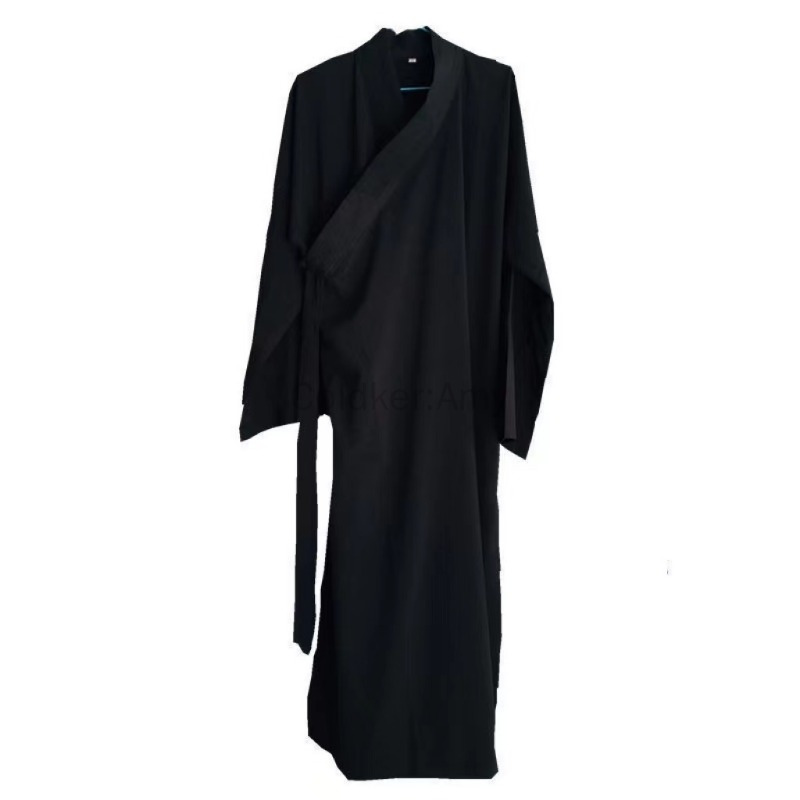 Costume de moine Kung Fu noir bleu marine pour adultes, robe longue unisexe, robe Hanfu vintage, costume traditionnel chinois