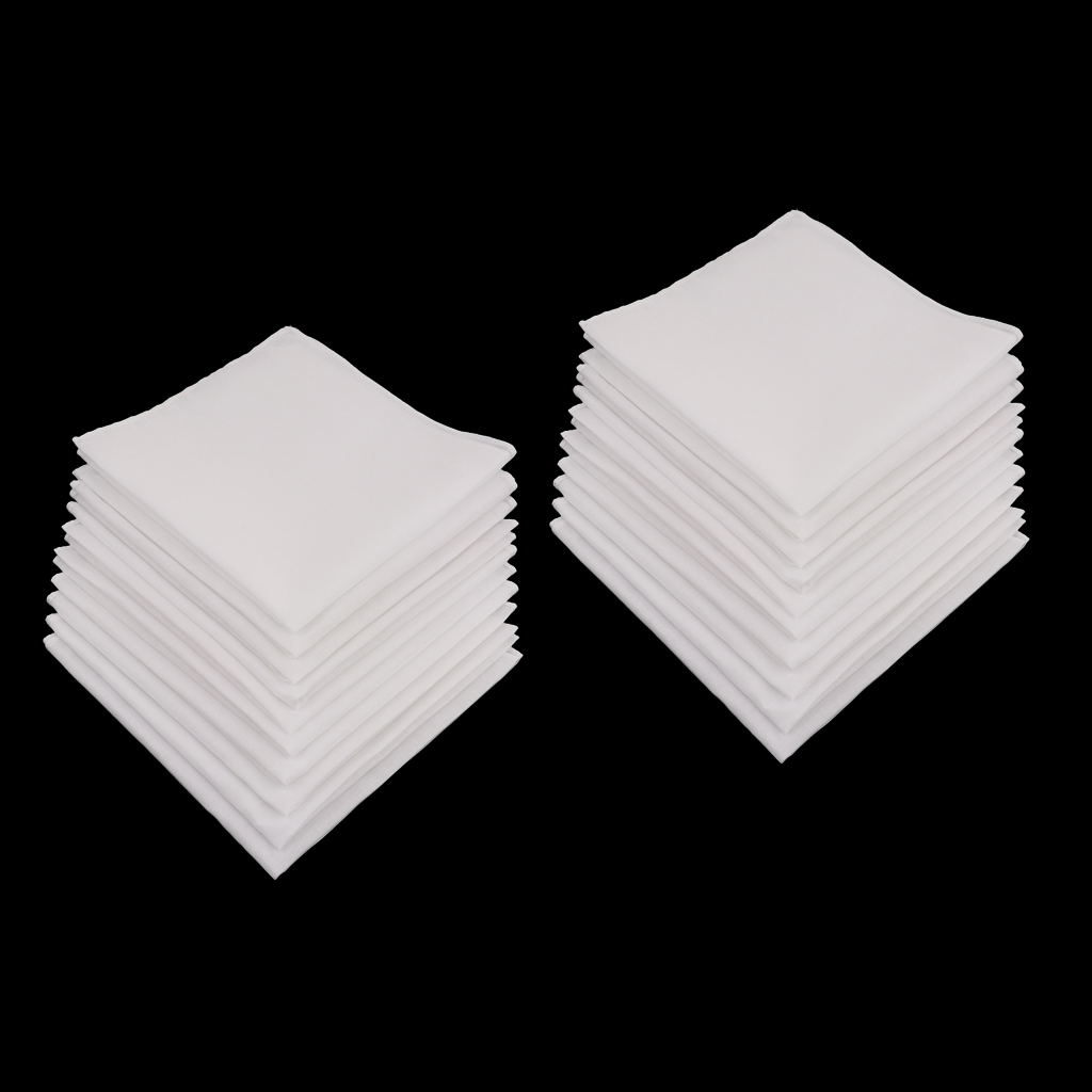 Mouchoirs blancs en pur coton pour femmes et hommes, mouchoirs Hanky, 20 pièces
