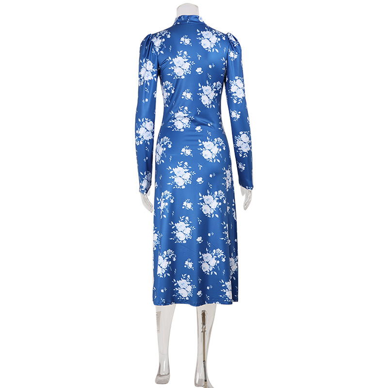 Robes imprimées pour femmes mode Sexy Streetwear col en v régulier manches longues moulante mi Robes Robes femme décontracté coupe ajustée