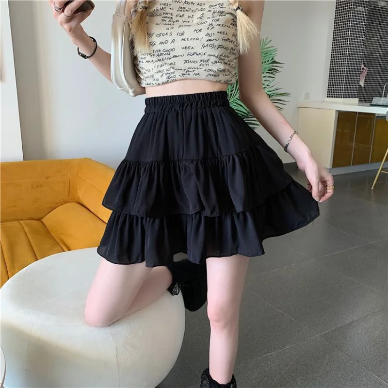 Mini jupe taille haute élégante pour femme, mode coréenne, jupes trapèze pliées, robe de Rhdécontractée pour femme, été, nouveau, Y2K