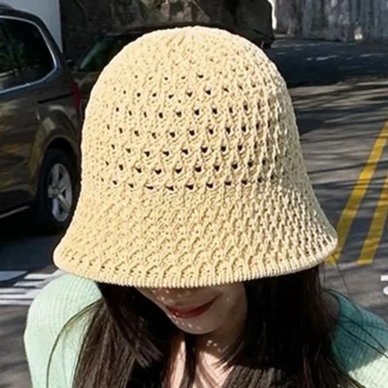 Chapeau de paille de plage pour femme, respirant, chic, style bob, tissé à la main, pour l'été, la pêche et la protection solaire
