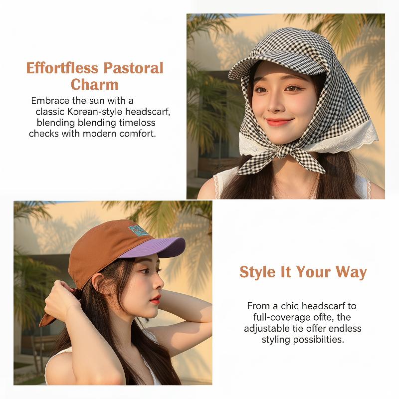 Casquette triangulaire pour femme, foulard coréen avec sangle, visière solaire hip-hop, motif pastoral, confortable pour un usage quotidien