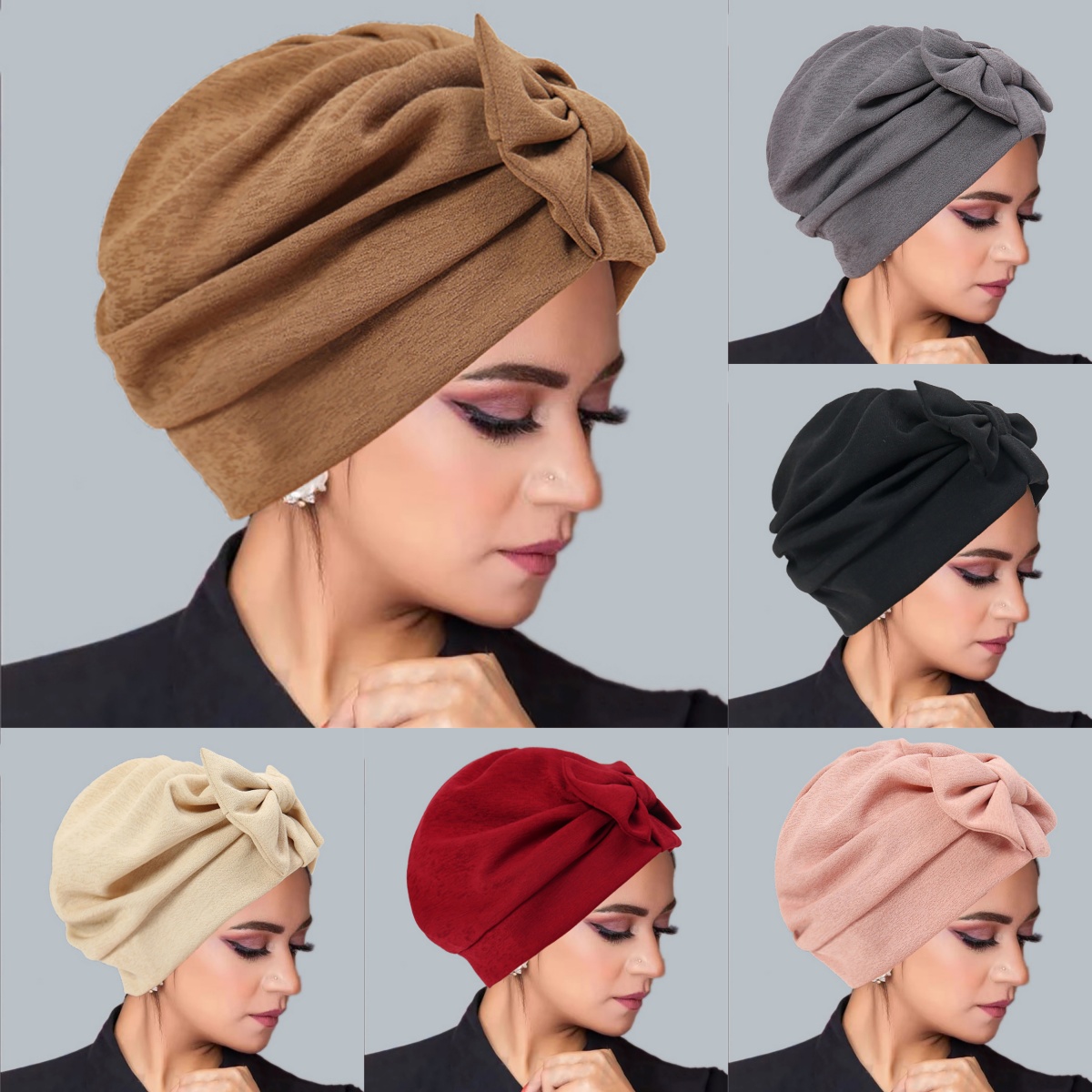 Nouveau nœud femmes Hijab couleur unie musulman dames Turban Bonnet doux élastique tête enveloppement foulard chapeaux indiens