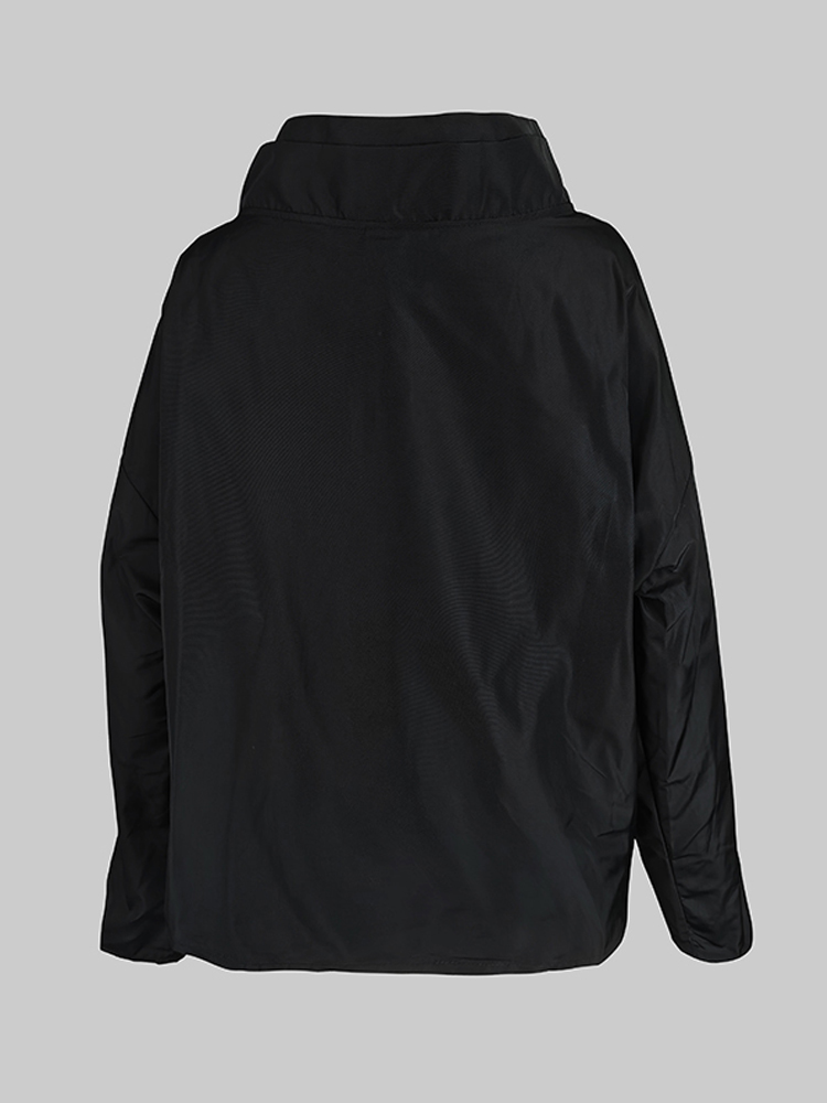 Veste d'automne pour femmes, col haut, manches longues, coupe ample, manteau, couleur unie, asymétrique, Cool, vêtements d'extérieur pour femmes