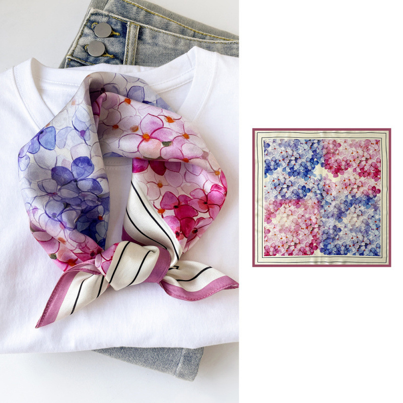 Foulard carré en soie 100% naturelle pour femme, foulard de tête, châles en soie véritable, bandana, étoles d'été, Sjaal